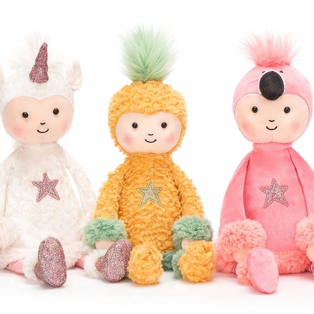 Jellycat Plush Unicorn, Pineapple, & Flamingo Buddy Kids Toy 🧸 Set